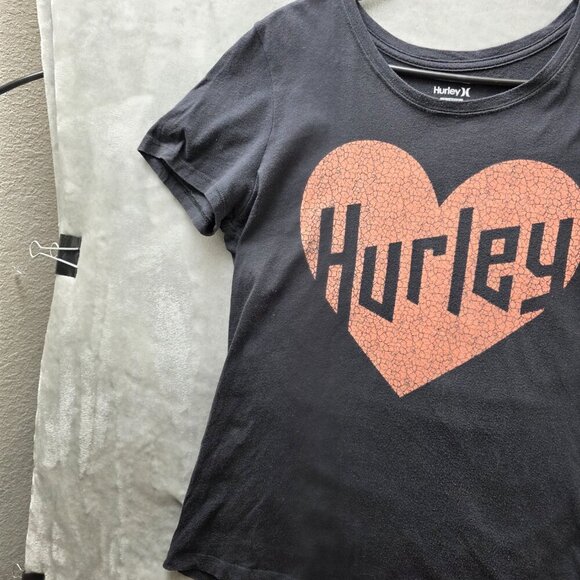 Hurley Womens XL Heart Logo Tee Black Orange - Picture 5 of 9